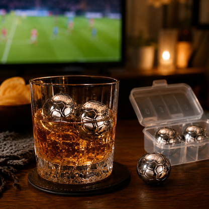 ⚽ World Cup Sale 55% OFF – Soccer Whiskey Ice Balls Set, Reusable Stainless Steel Drink Chilling Stones