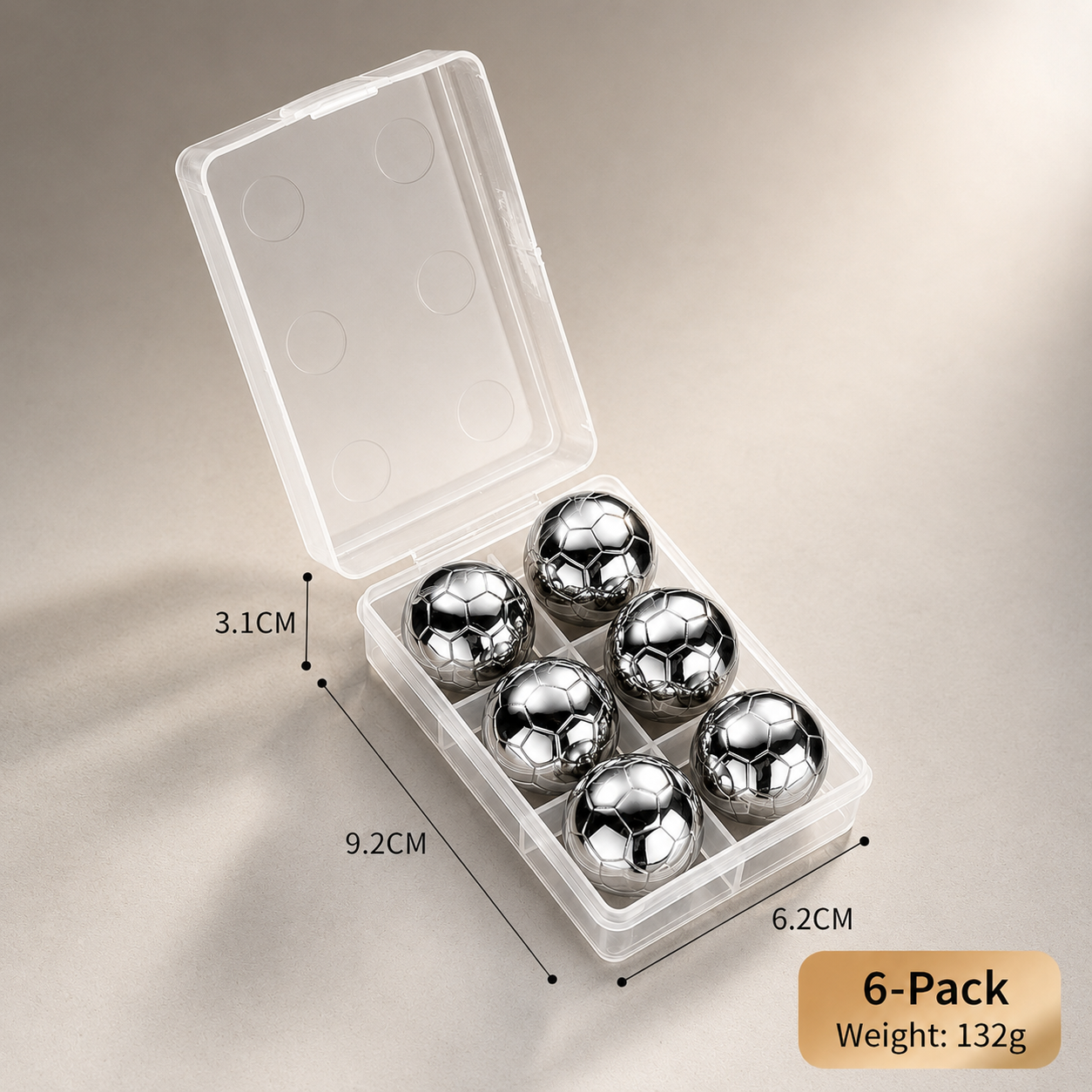 ⚽ World Cup Sale 55% OFF – Soccer Whiskey Ice Balls Set, Reusable Stainless Steel Drink Chilling Stones