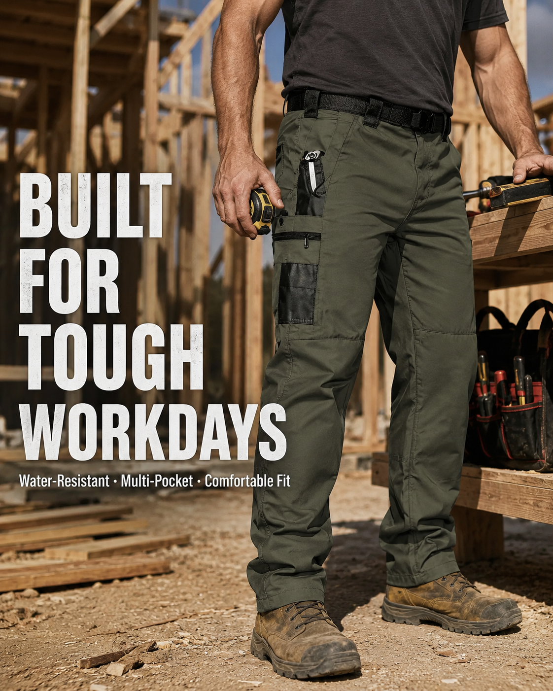 💪Men’s Waterproof Tactical Work Pants – Multi-Pocket Outdoor Hiking & Casual Pants👖