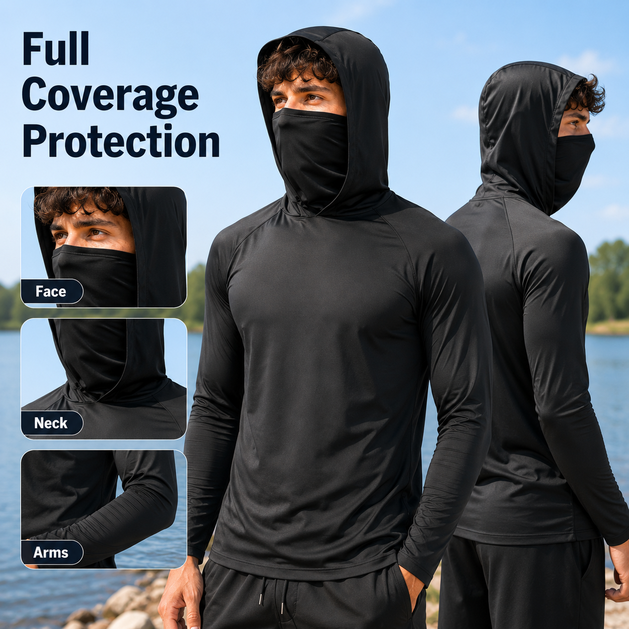 🏕️50K+ Sold⚡Men's UPF 50+ Cooling Hoodie – Soft, Breathable & UV Protection