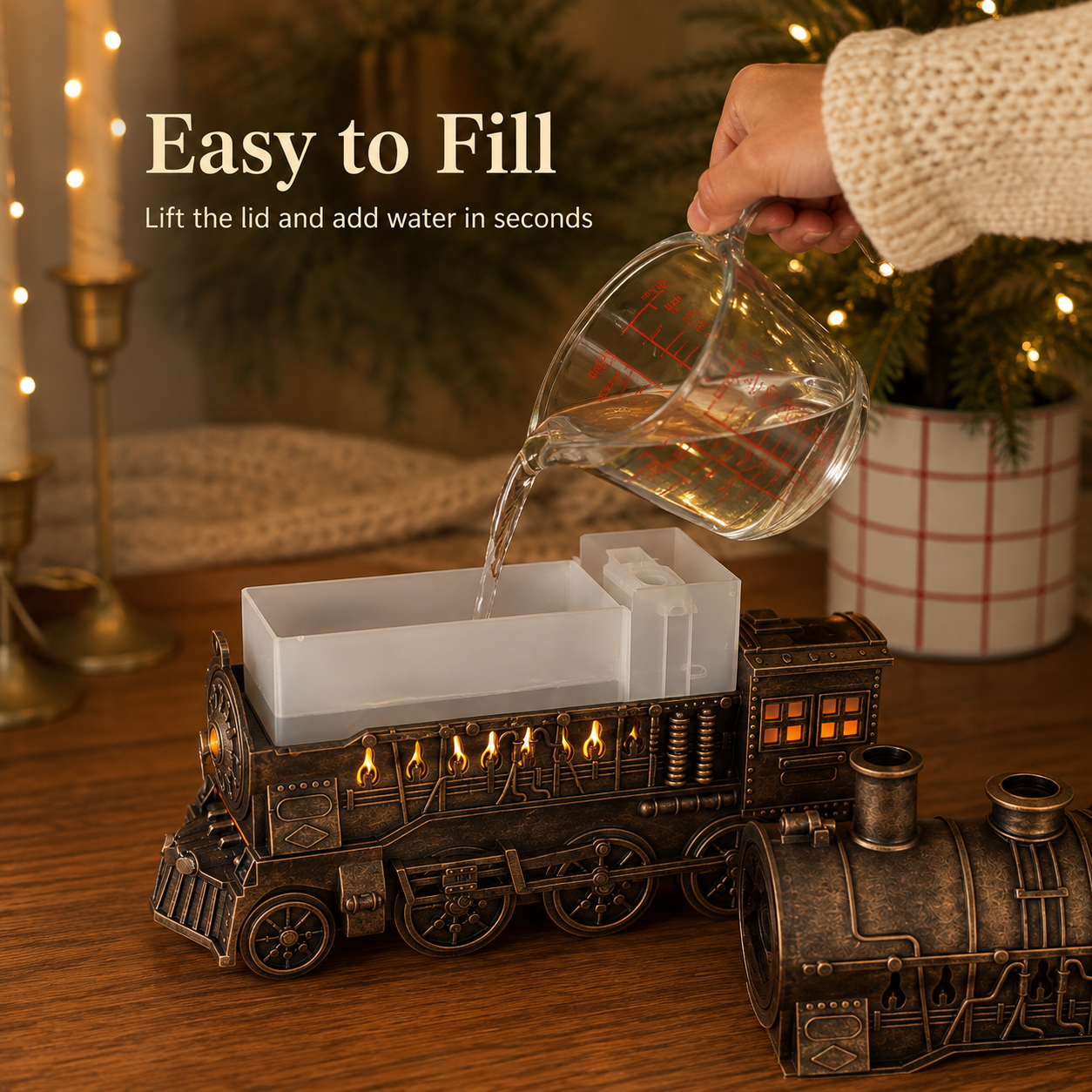 🚂 Vintage Steam Train Aroma Diffuser with Warm Light & Remote