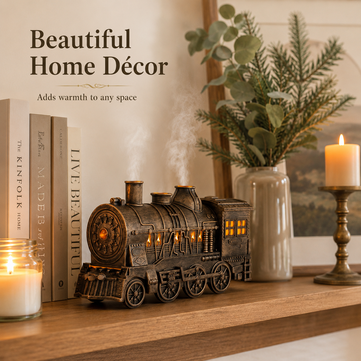 🚂 Vintage Steam Train Aroma Diffuser with Warm Light & Remote