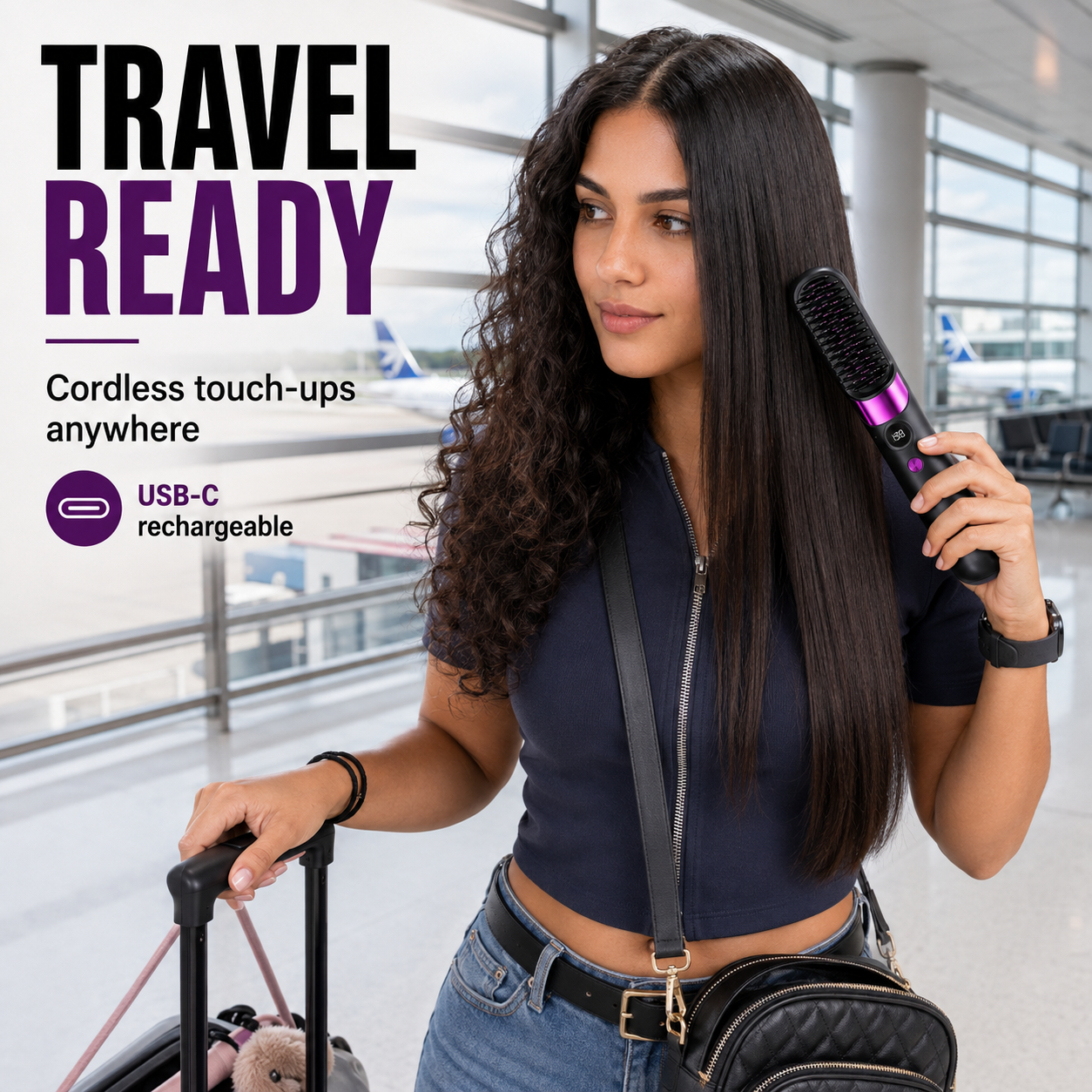 💇‍♀️✨3-in-1 Cordless Hair Straightener Comb – Style Anywhere, Anytime