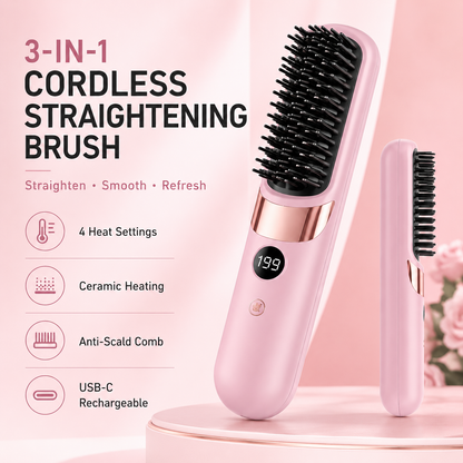 💇‍♀️✨3-in-1 Cordless Hair Straightener Comb – Style Anywhere, Anytime