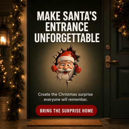 🎅 3D Santa Breaking Through Wall Decal – Funny Christmas Illusion Sticker
