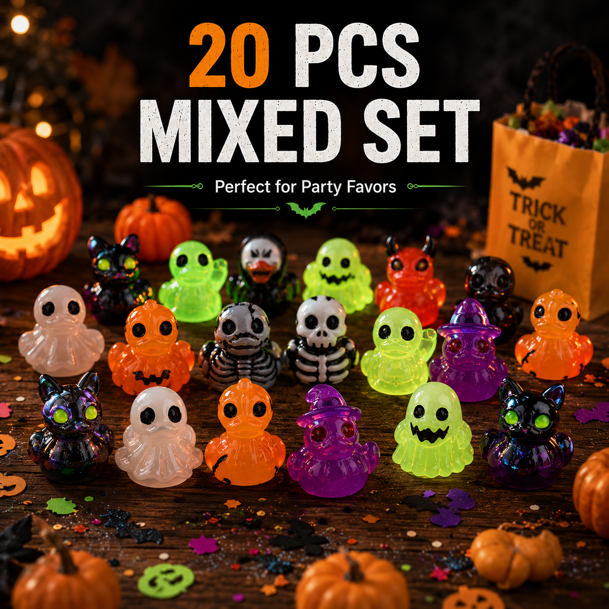🔥Last Day 50% OFF - 🎃 20PCS Glow-In-Dark Tiny Spooky Resin Decorations