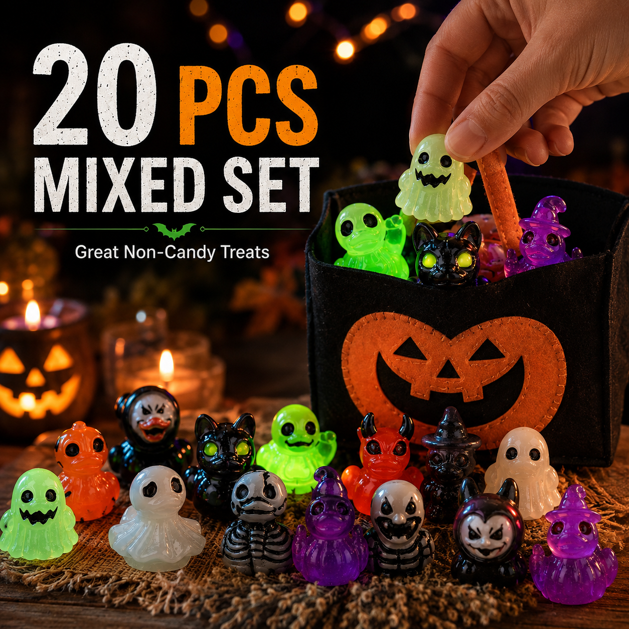 🔥Last Day 50% OFF - 🎃 20PCS Glow-In-Dark Tiny Spooky Resin Decorations