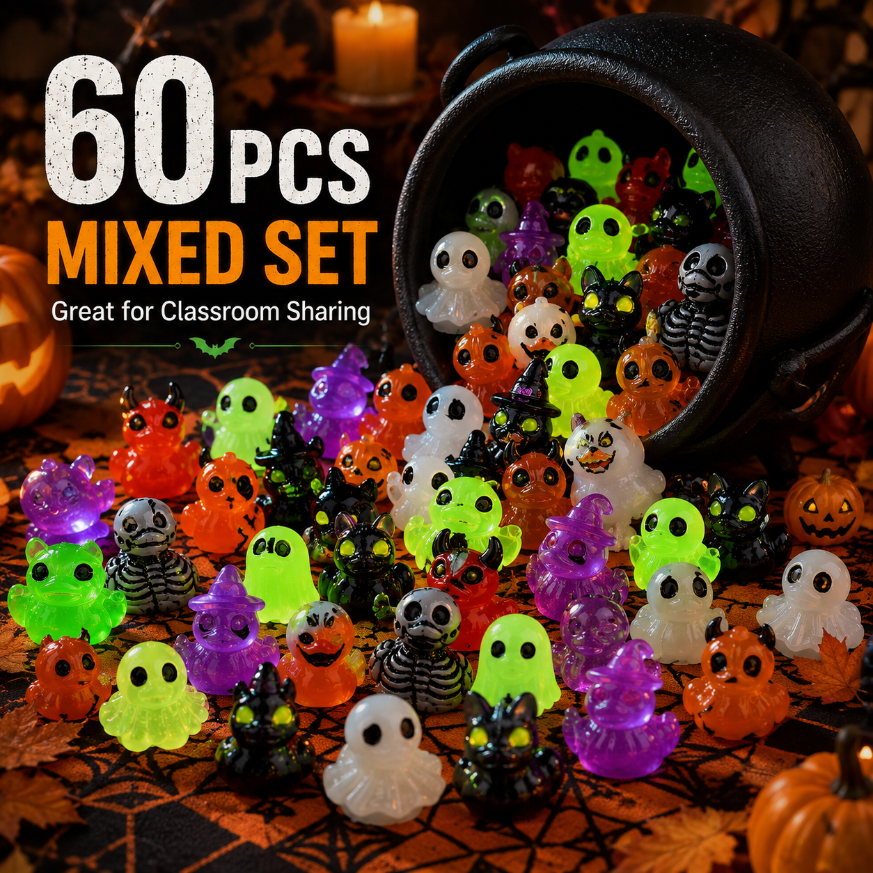 🔥Last Day 50% OFF - 🎃 20PCS Glow-In-Dark Tiny Spooky Resin Decorations
