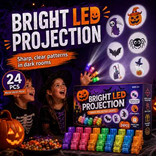 🎃🍬24PCS Halloween Finger Projectors – Fun Party Favor Lights