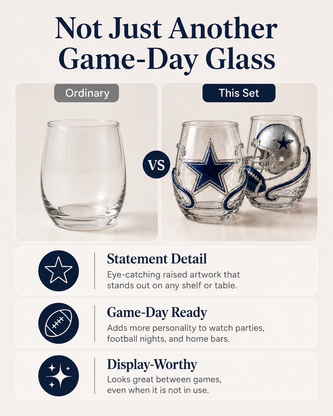 🏈 Football Game Day Glass – Decorative Stemless Drinking Glass