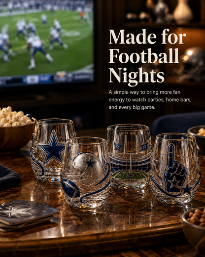 🏈 Football Game Day Glass – Decorative Stemless Drinking Glass