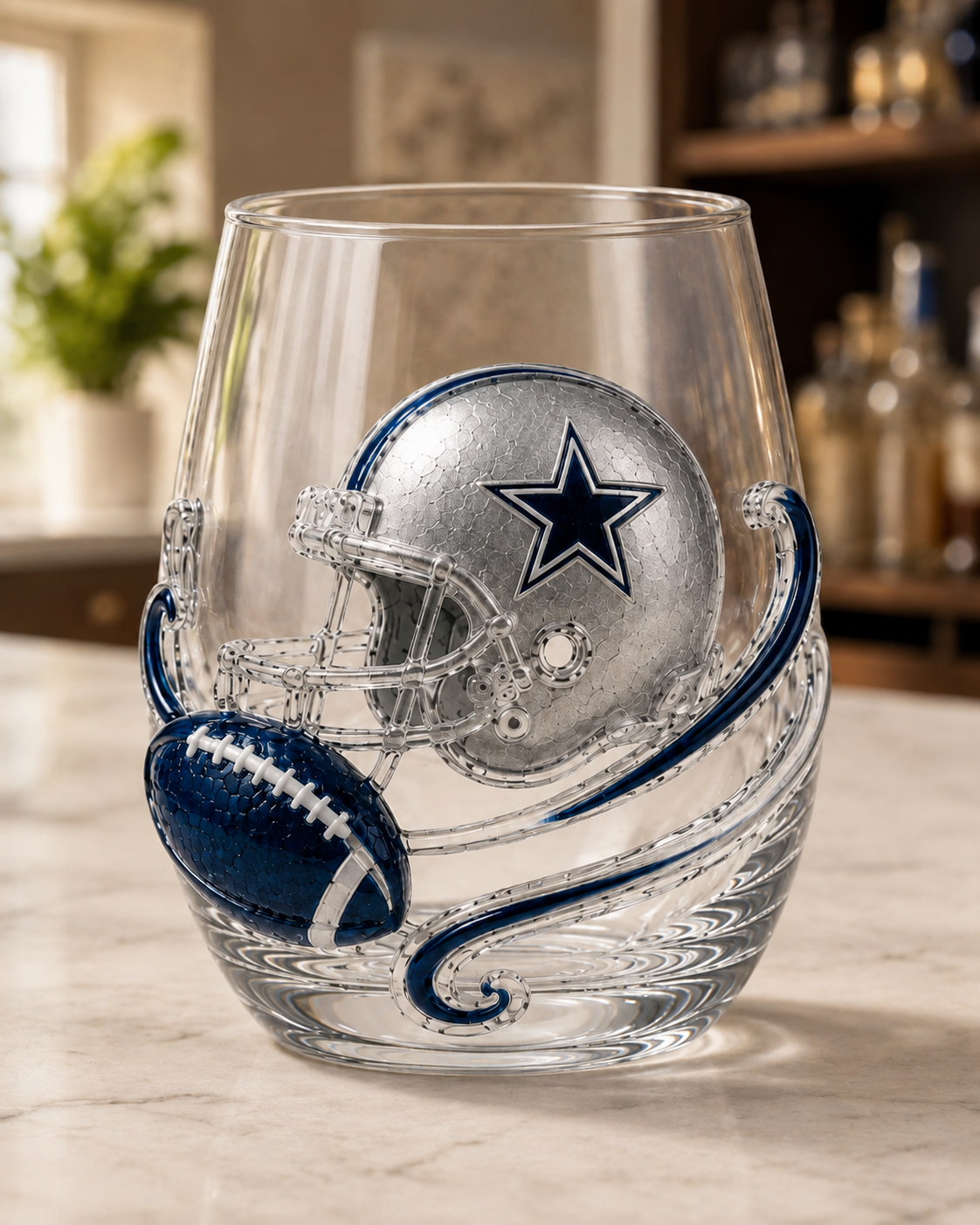 🏈 Football Game Day Glass – Decorative Stemless Drinking Glass