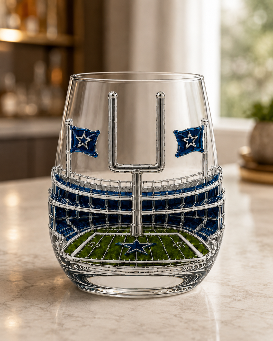 🏈 Football Game Day Glass – Decorative Stemless Drinking Glass