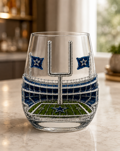 🏈 Football Game Day Glass – Decorative Stemless Drinking Glass