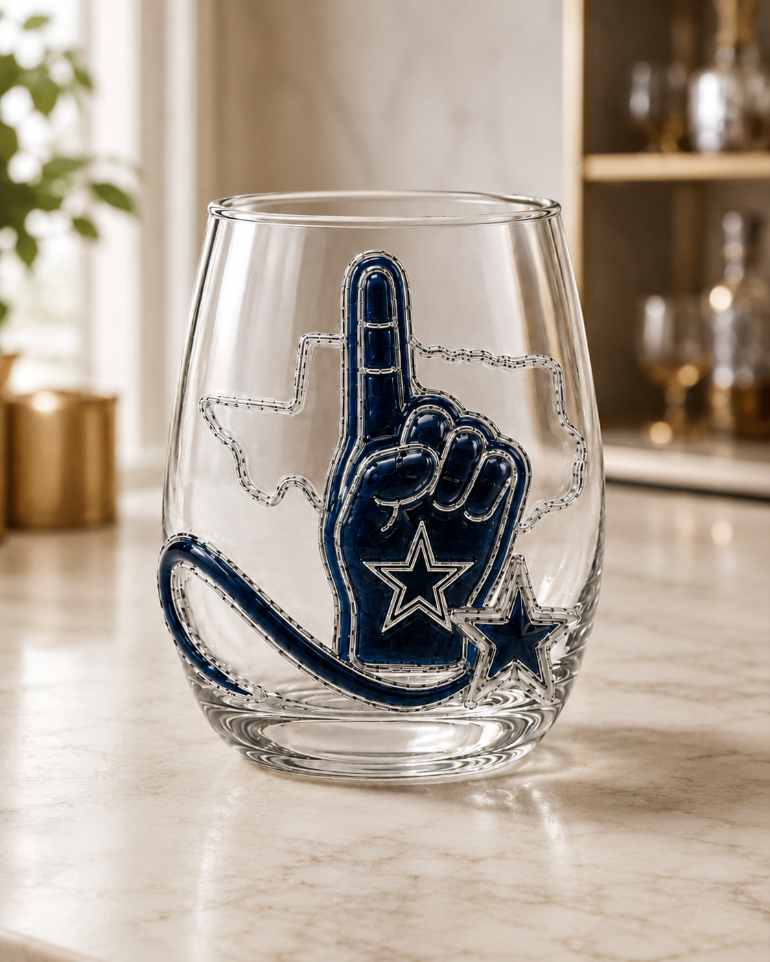 🏈 Football Game Day Glass – Decorative Stemless Drinking Glass