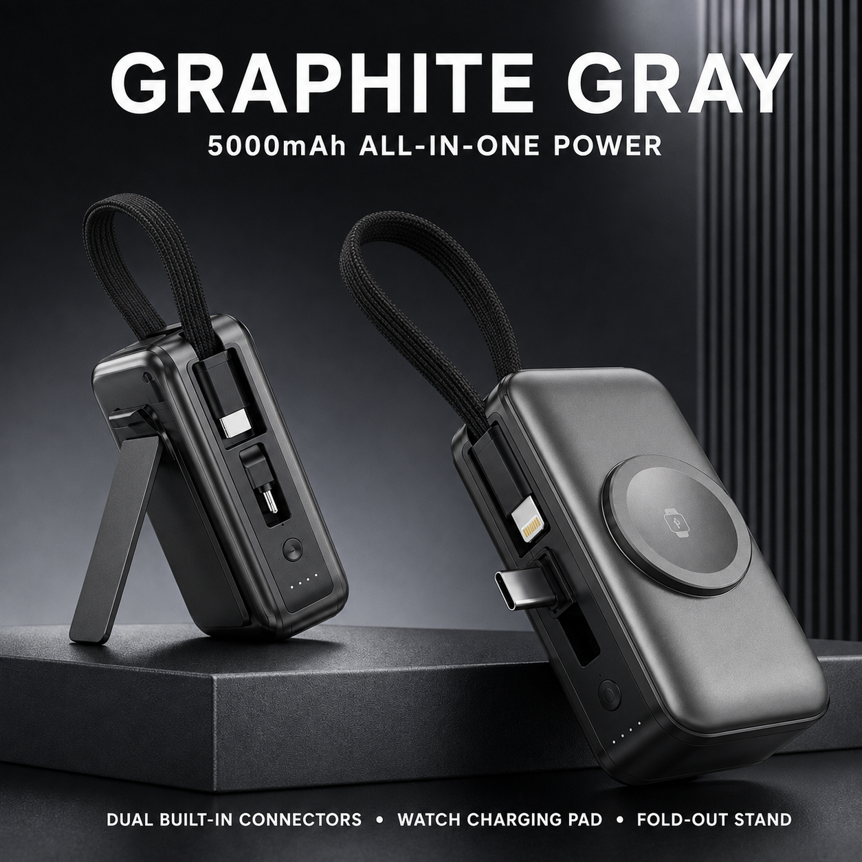 🔥50% OFF TODAY🔋 3-in-1 Mini Power Bank – Phone, Watch & Foldable Stand