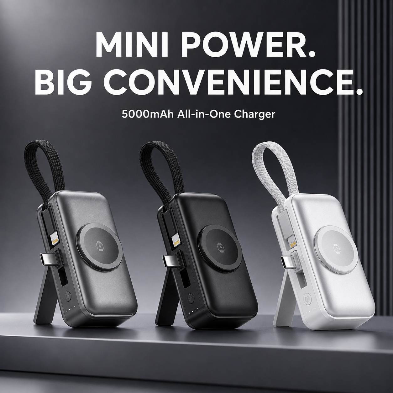 🔥50% OFF TODAY🔋 3-in-1 Mini Power Bank – Phone, Watch & Foldable Stand