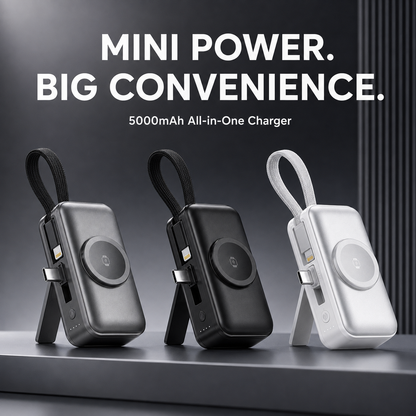 🔥50% OFF TODAY🔋 3-in-1 Mini Power Bank – Phone, Watch & Foldable Stand