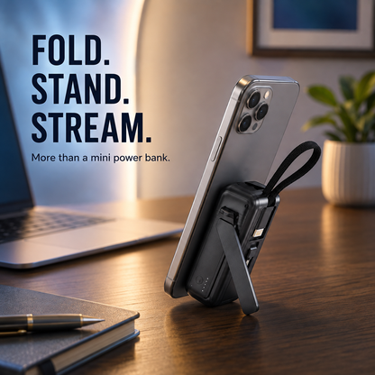 🔥50% OFF TODAY🔋 3-in-1 Mini Power Bank – Phone, Watch & Foldable Stand