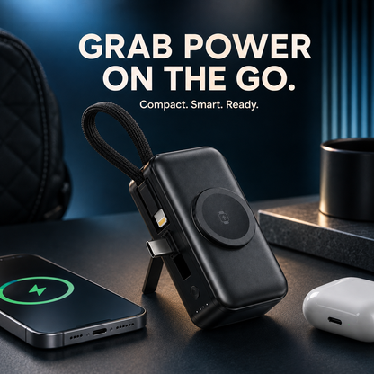 🔥50% OFF TODAY🔋 3-in-1 Mini Power Bank – Phone, Watch & Foldable Stand