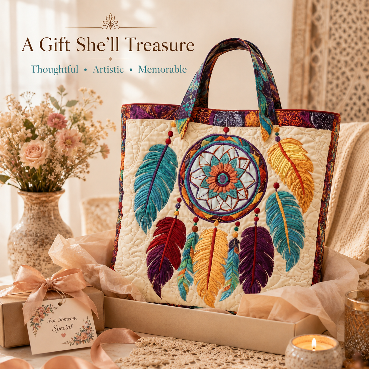 🌄 Western Heritage Tote Bag – Rustic Boho Style