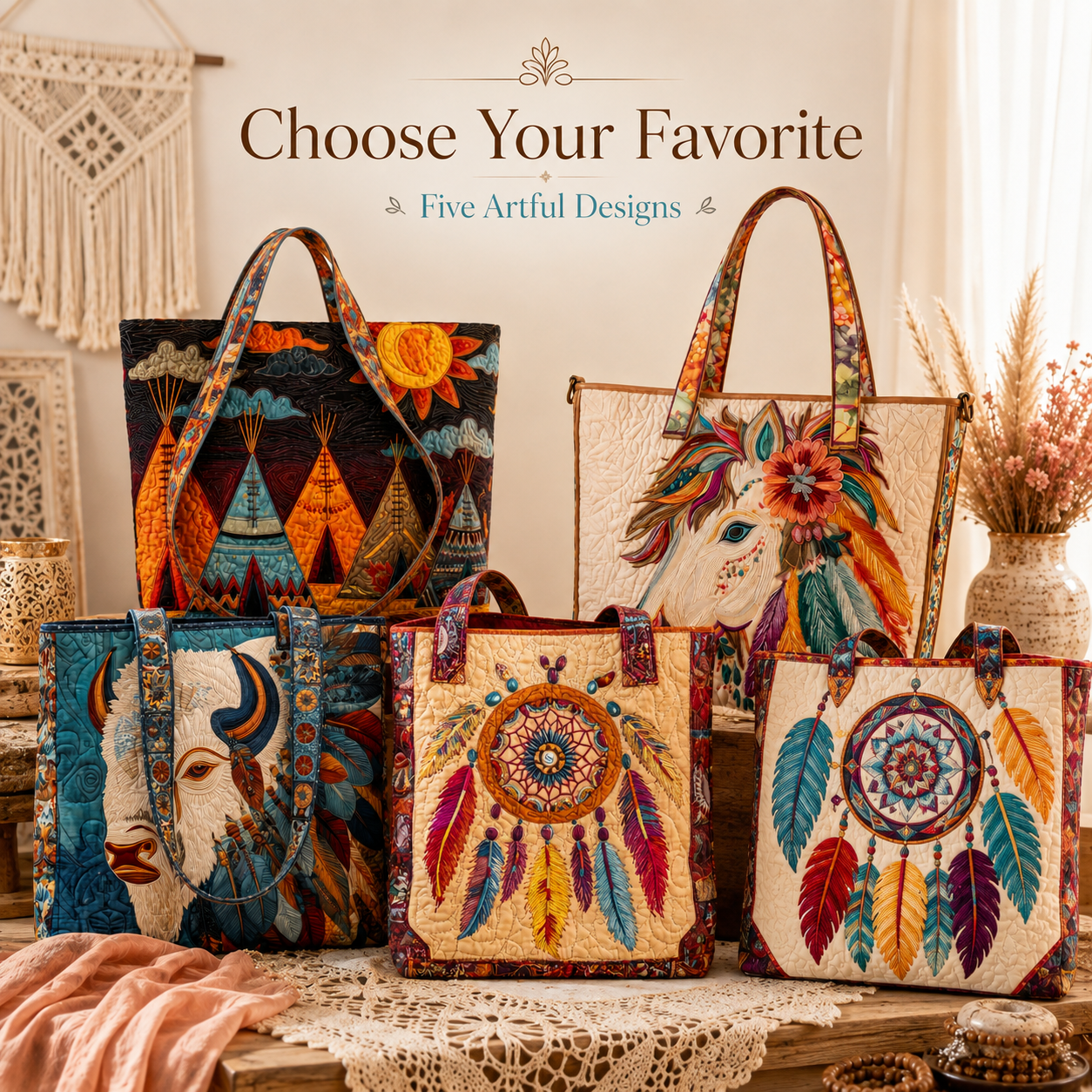 🌄 Western Heritage Tote Bag – Rustic Boho Style