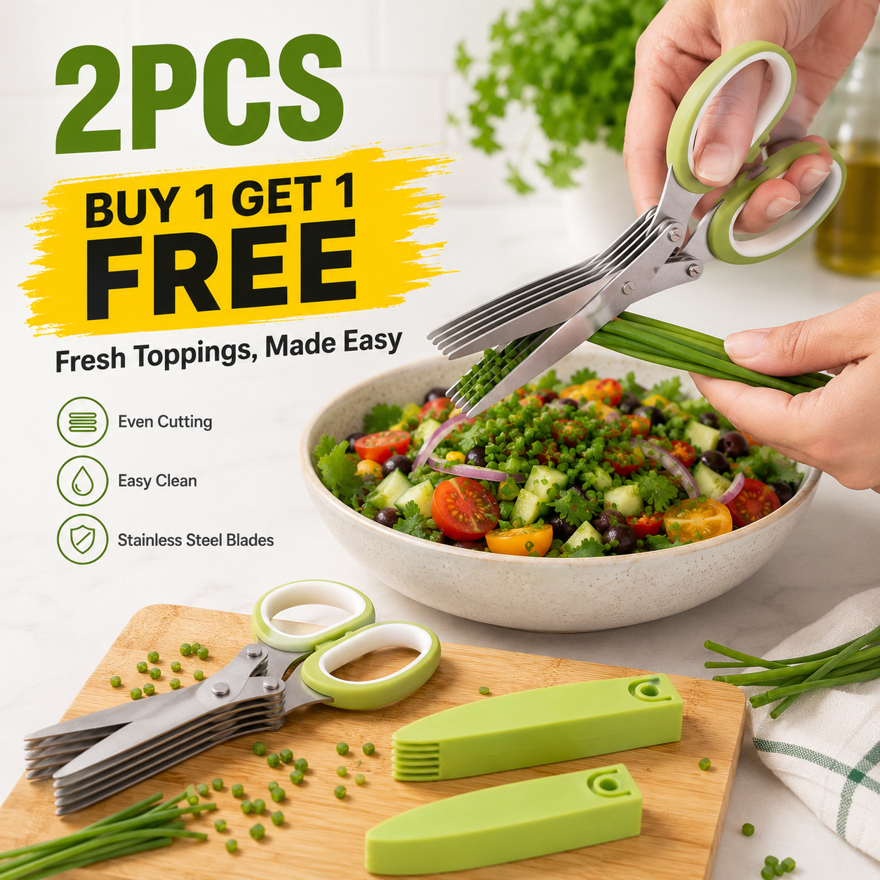 💥 BUY 1 GET 1 FREE✂️ 5-Blade Kitchen Herb Scissors