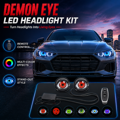 👁️ Demon Eye RGB Headlight Kit – Animated Iris Car Lighting Upgrade