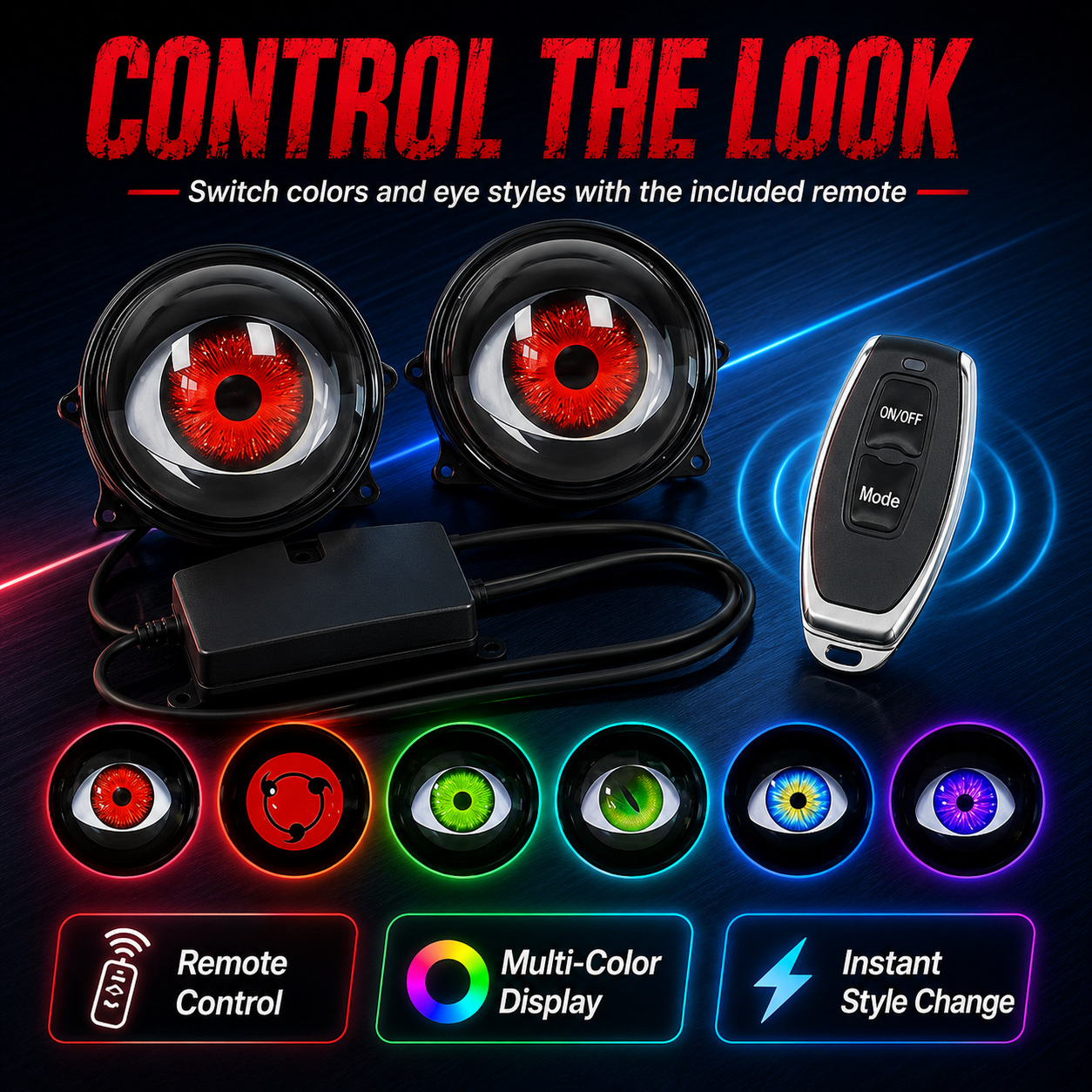 👁️ Demon Eye RGB Headlight Kit – Animated Iris Car Lighting Upgrade