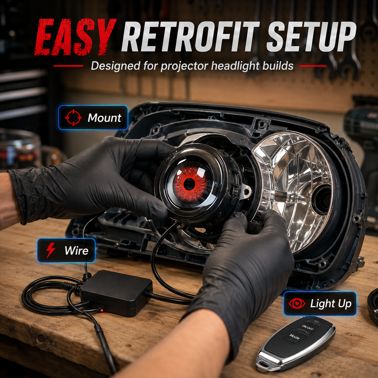 👁️ Demon Eye RGB Headlight Kit – Animated Iris Car Lighting Upgrade