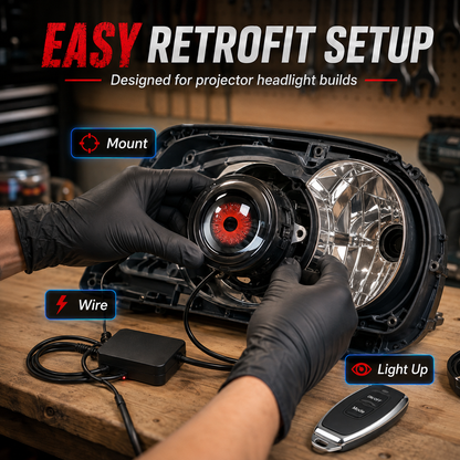 👁️ Demon Eye RGB Headlight Kit – Animated Iris Car Lighting Upgrade