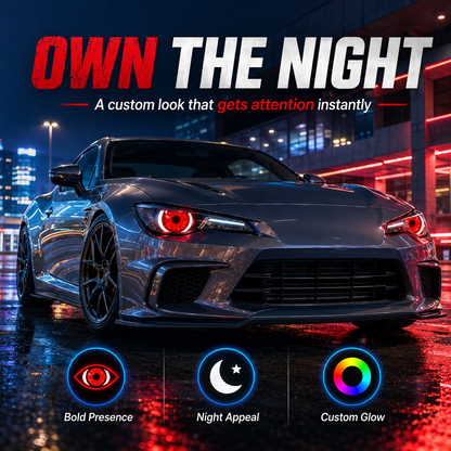 👁️ Demon Eye RGB Headlight Kit – Animated Iris Car Lighting Upgrade