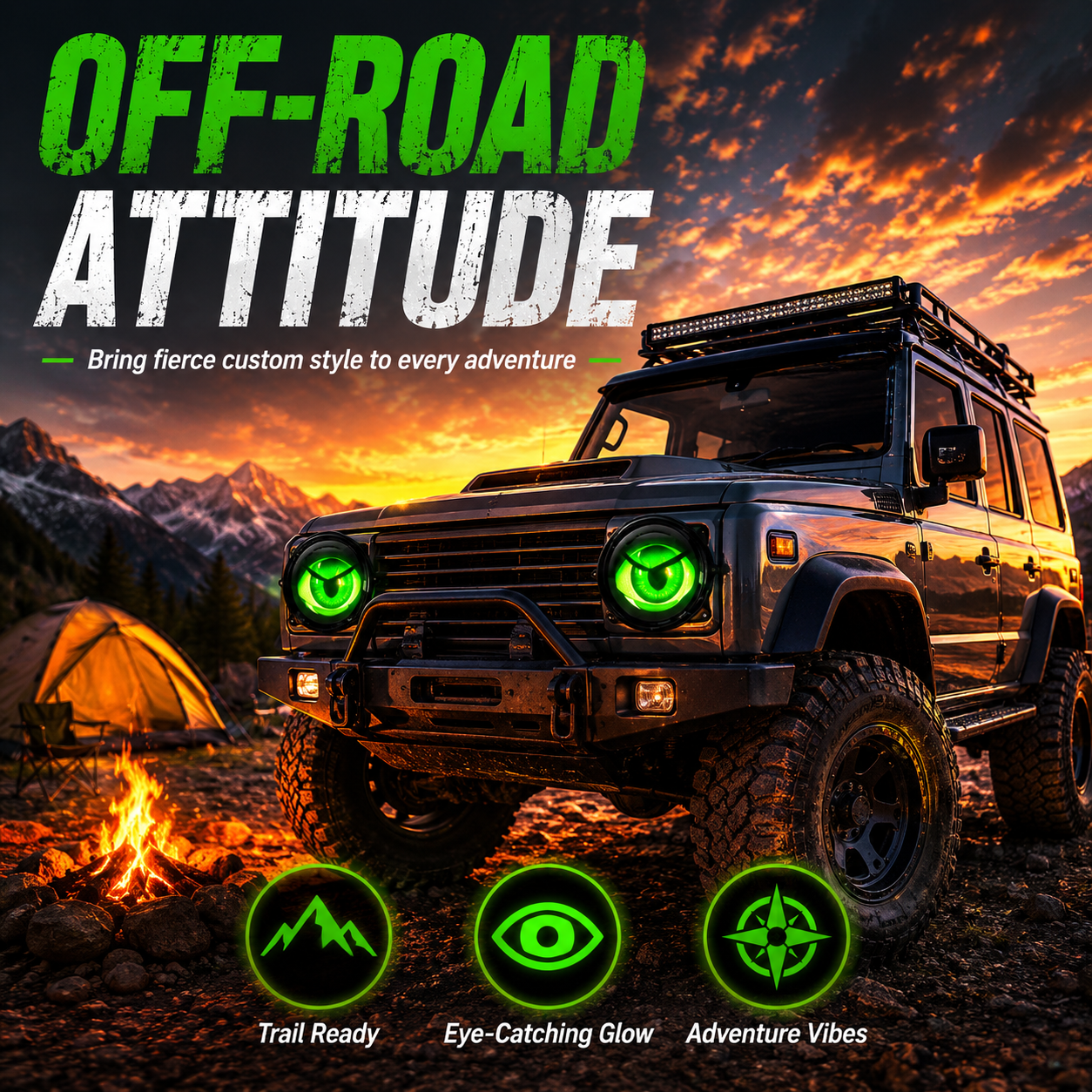 👁️ Demon Eye RGB Headlight Kit – Animated Iris Car Lighting Upgrade