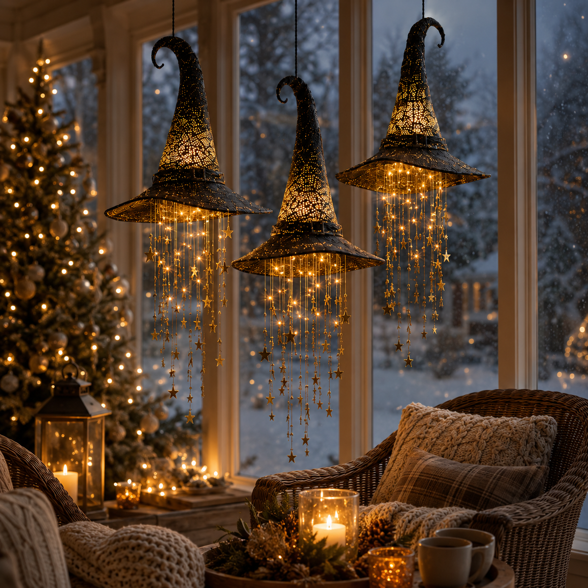 🌙 Light-Up Witch Hat Hanging Decor🧙Perfect for Halloween