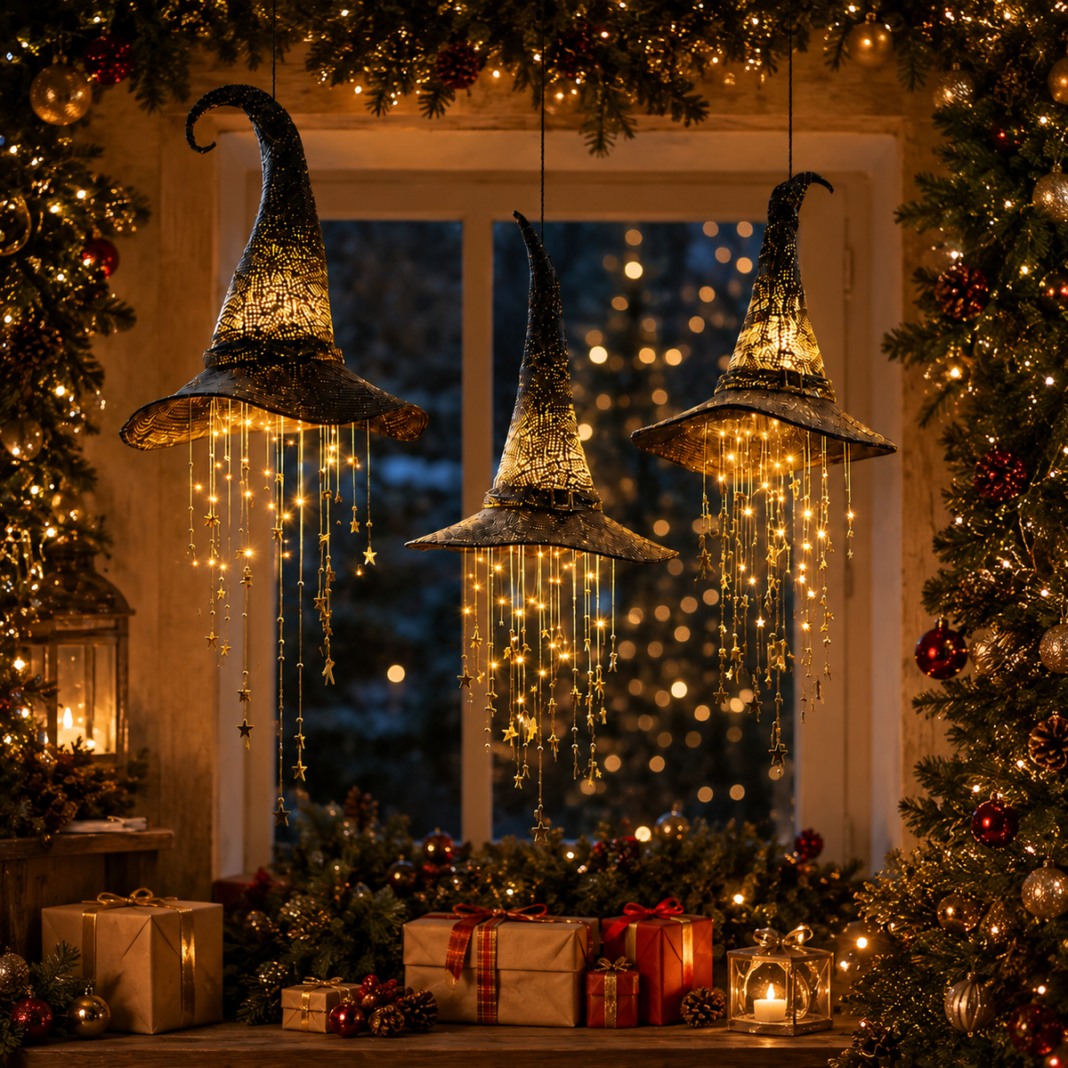 🌙 Light-Up Witch Hat Hanging Decor🧙Perfect for Halloween