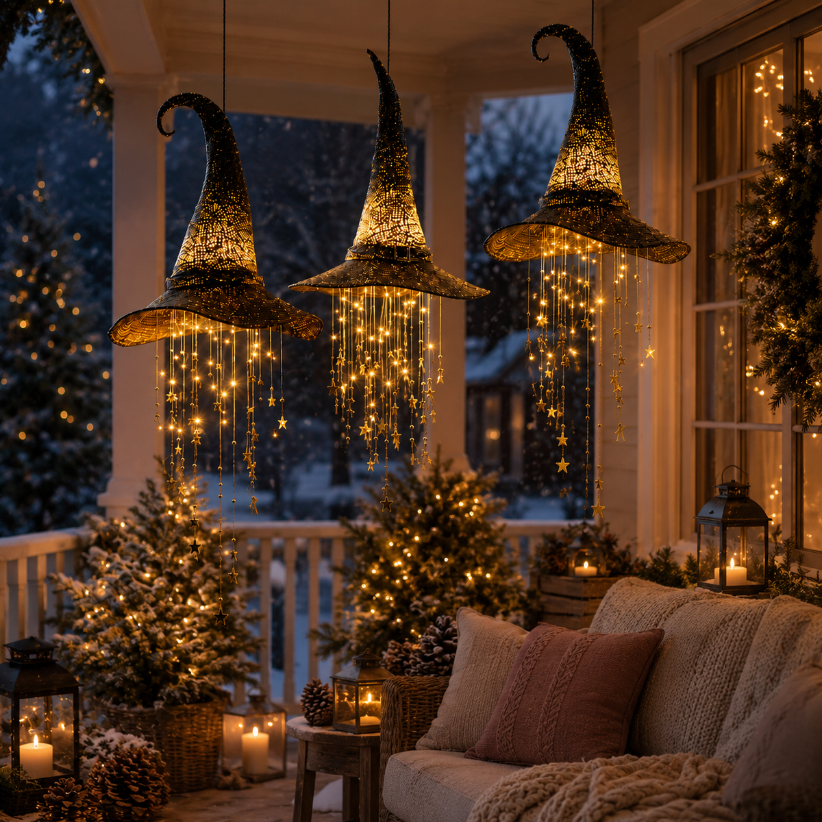 🌙 Light-Up Witch Hat Hanging Decor🧙Perfect for Halloween