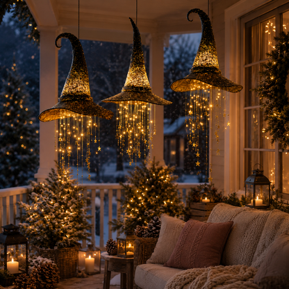 🌙 Light-Up Witch Hat Hanging Decor🧙Perfect for Halloween