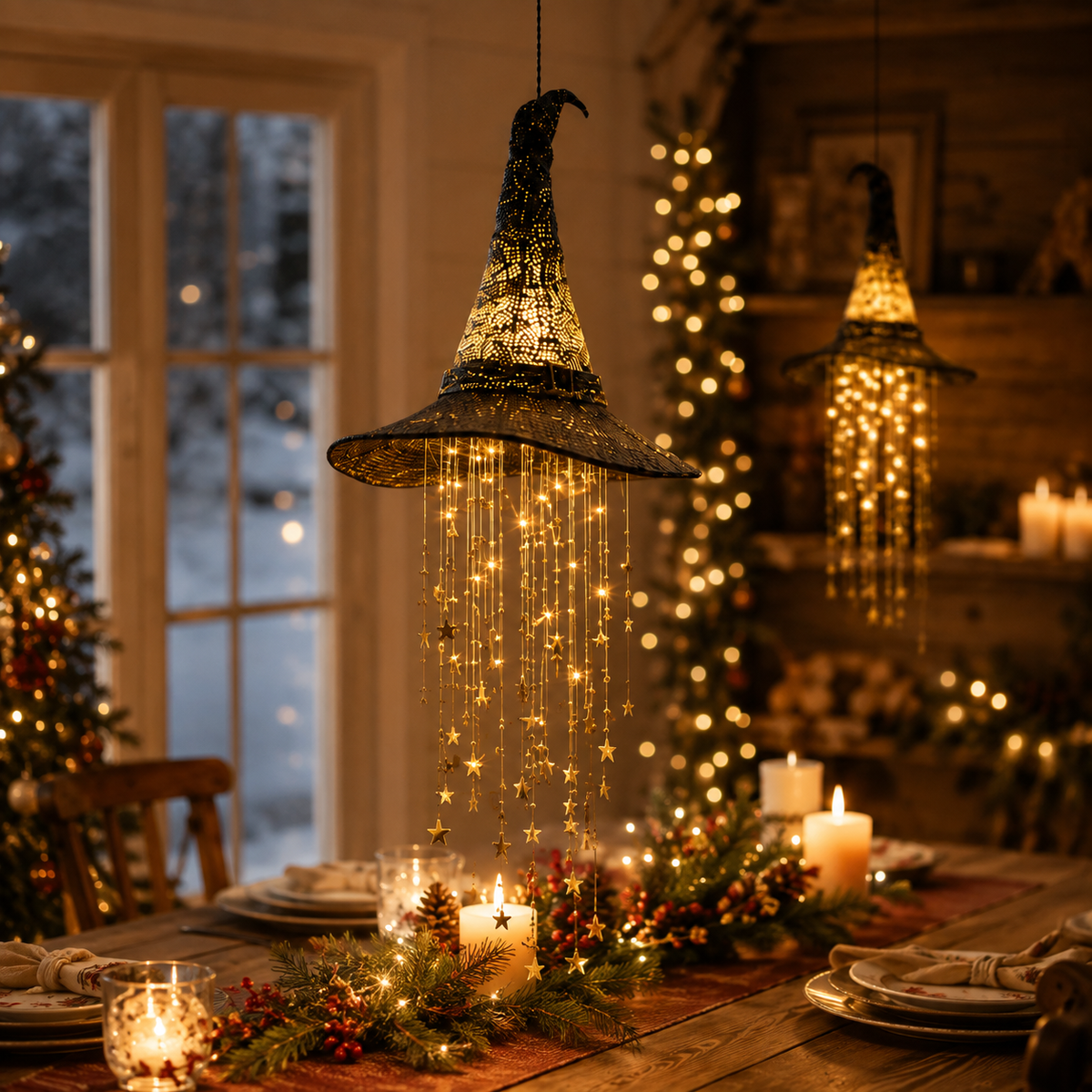 🌙 Light-Up Witch Hat Hanging Decor🧙Perfect for Halloween