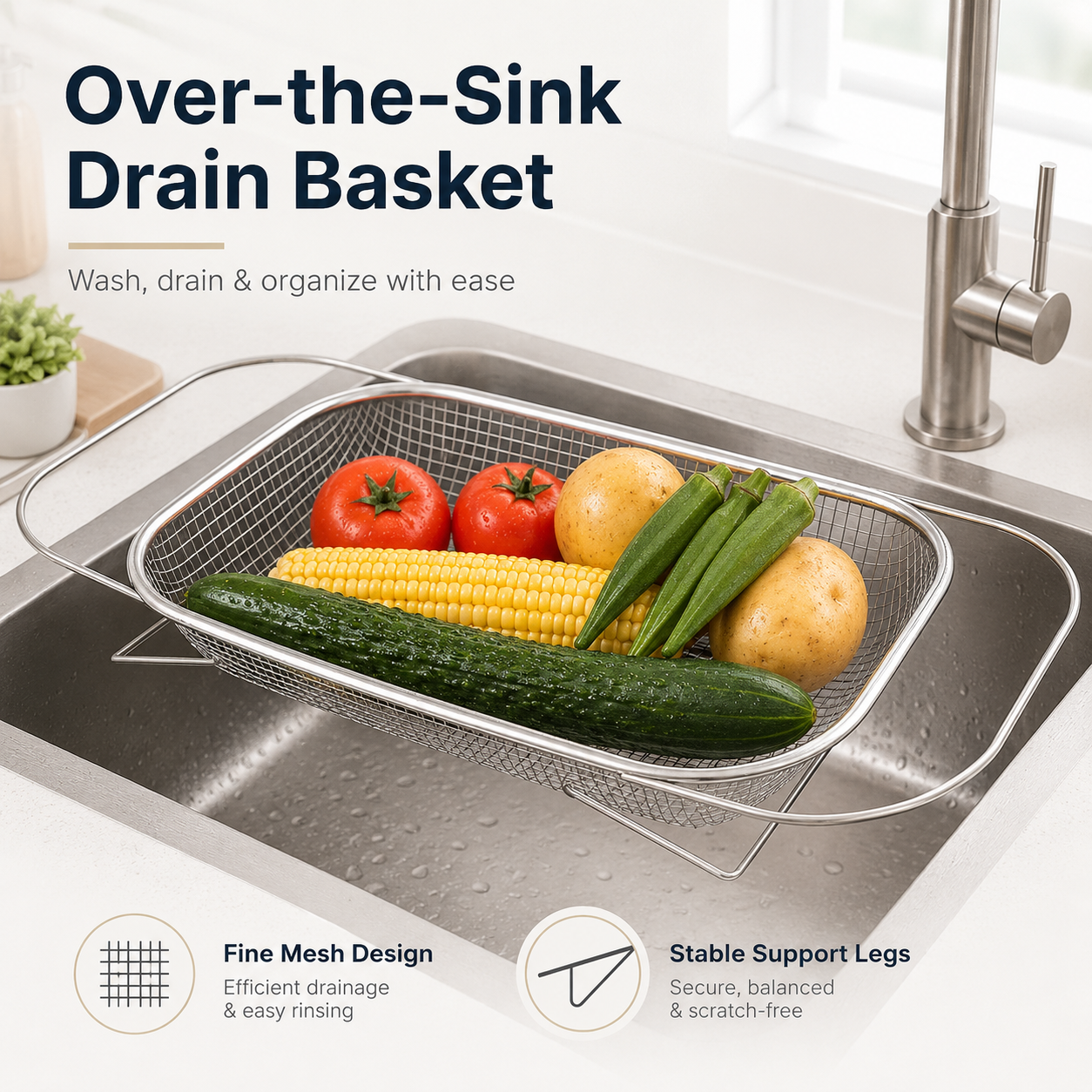 🔥50% OFF TODAY💦 Expandable Over-the-Sink Strainer Basket