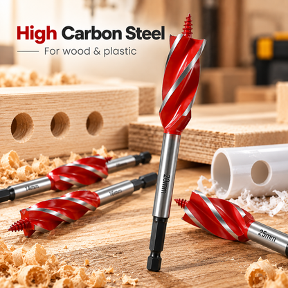 💯🔥8PCS Complete Wood Drilling Set – 10–25mm Heavy-Duty 4-Flute Bits for Every Job