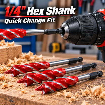 💯🔥8PCS Complete Wood Drilling Set – 10–25mm Heavy-Duty 4-Flute Bits for Every Job
