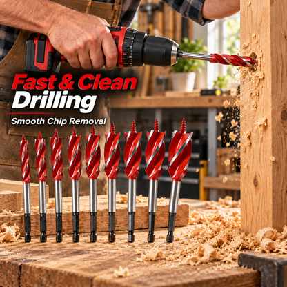💯🔥8PCS Complete Wood Drilling Set – 10–25mm Heavy-Duty 4-Flute Bits for Every Job