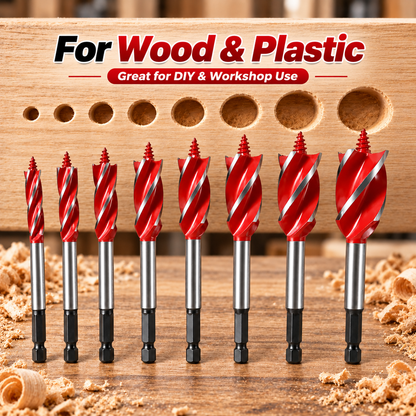 💯🔥8PCS Complete Wood Drilling Set – 10–25mm Heavy-Duty 4-Flute Bits for Every Job
