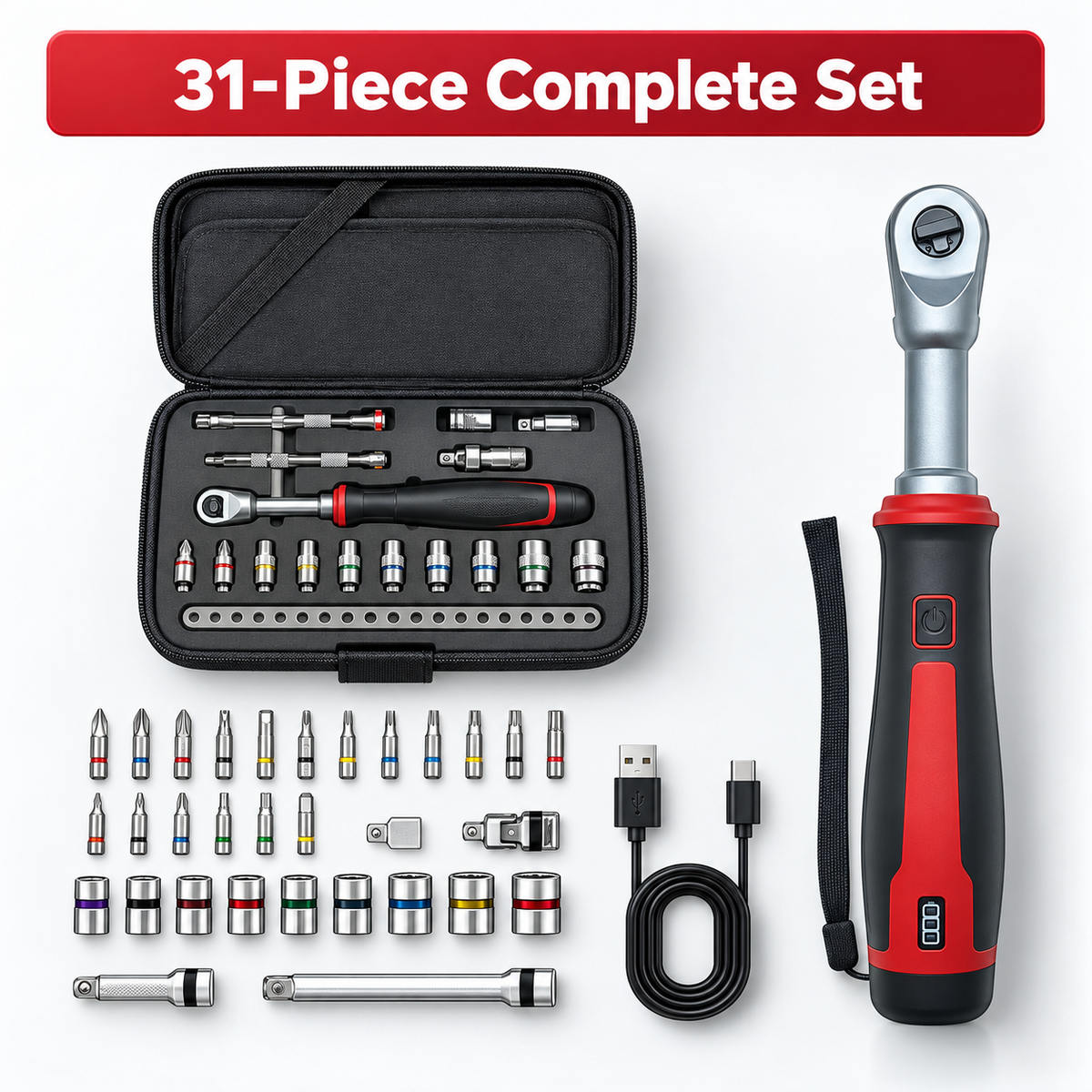⚡ 400 RPM Slim Electric Ratchet Wrench – Built for Tight Spaces