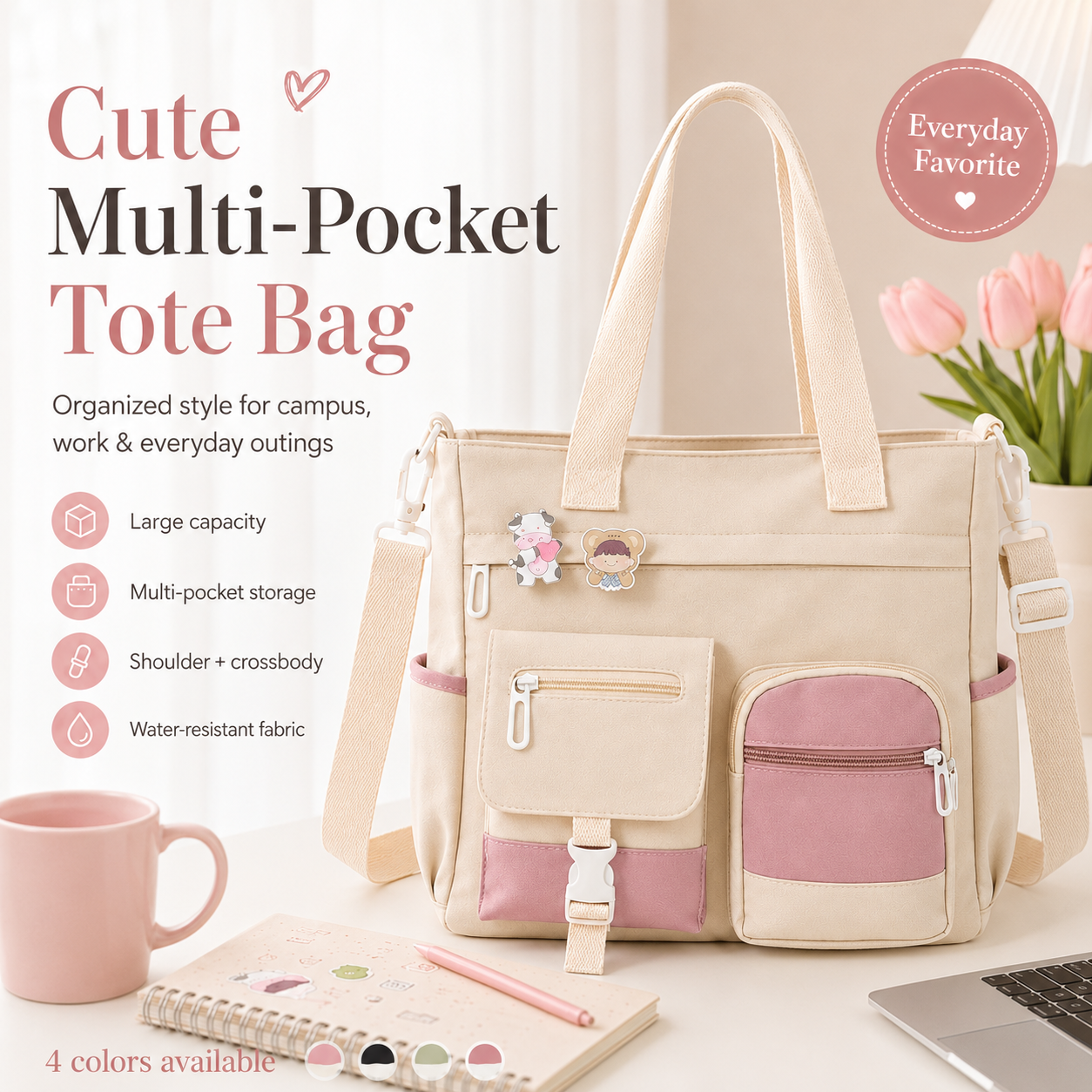 🎀👜Large Canvas Shoulder Bag – Perfect for College, Work & Daily Life