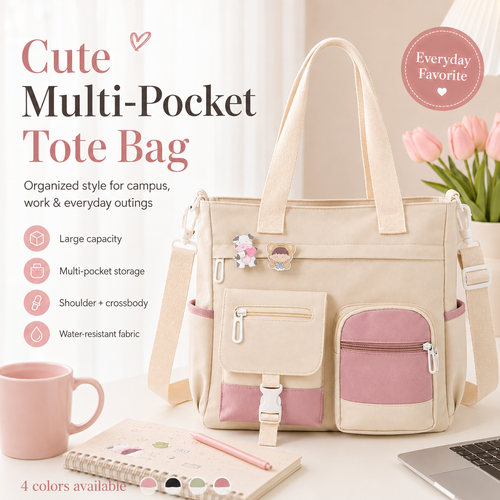 🎀👜Large Canvas Shoulder Bag – Perfect for College, Work & Daily Life