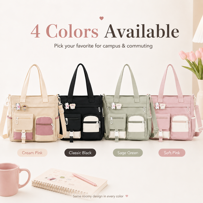 🎀👜Large Canvas Shoulder Bag – Perfect for College, Work & Daily Life