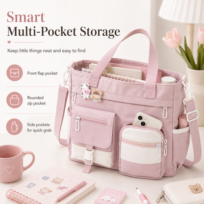 🎀👜Large Canvas Shoulder Bag – Perfect for College, Work & Daily Life