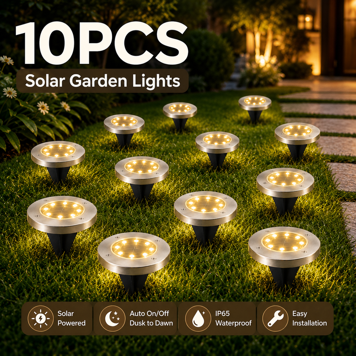 ✨🏡8-LED Solar Garden Lights – Waterproof Outdoor Pathway Decor