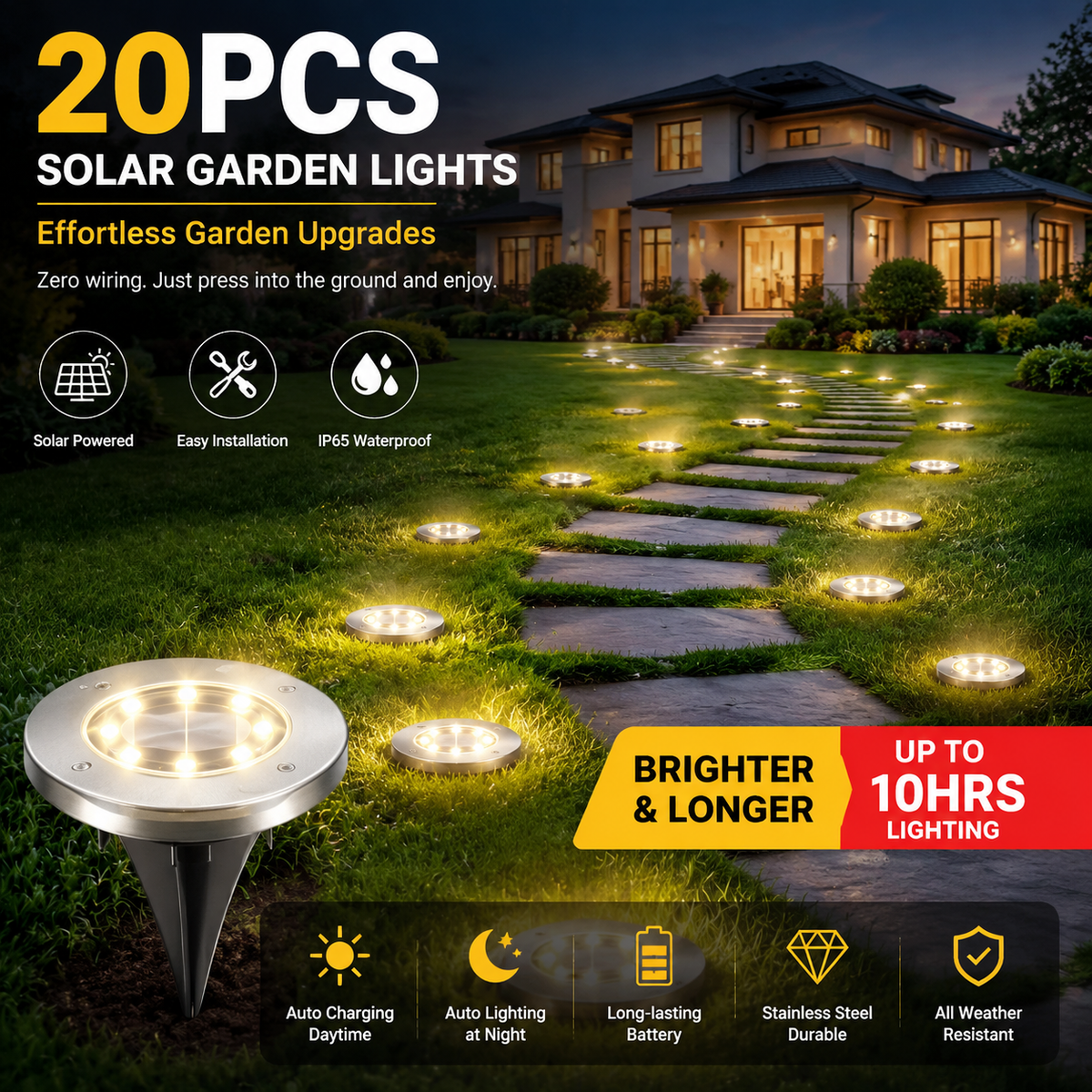✨🏡8-LED Solar Garden Lights – Waterproof Outdoor Pathway Decor